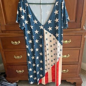 Amazon Women's Patriotic Star and Stripe Midi Dress